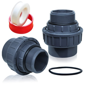 Boltigen PVC pool pump fitting showing 1-1/2 in NPT male thread for secure connections.