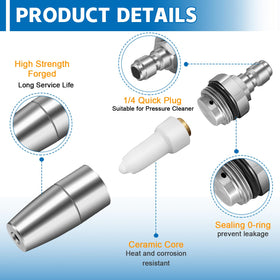 Boltigen nozzle for residential and commercial cleaning applications