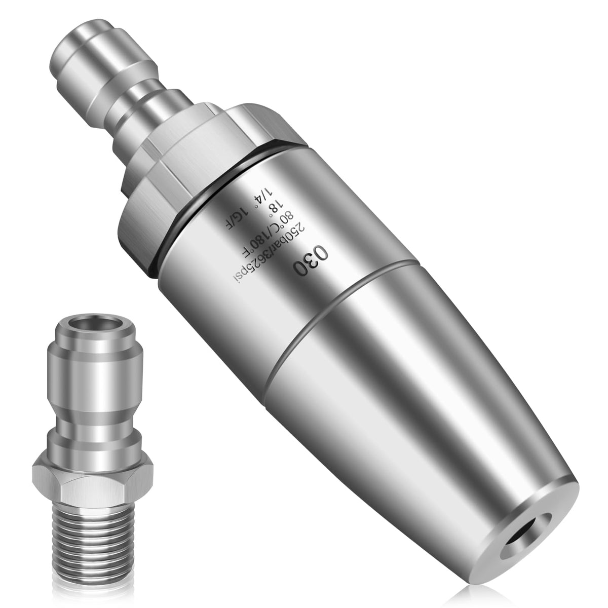 Boltigen stainless steel turbo nozzle with 360° rotation for tough grime