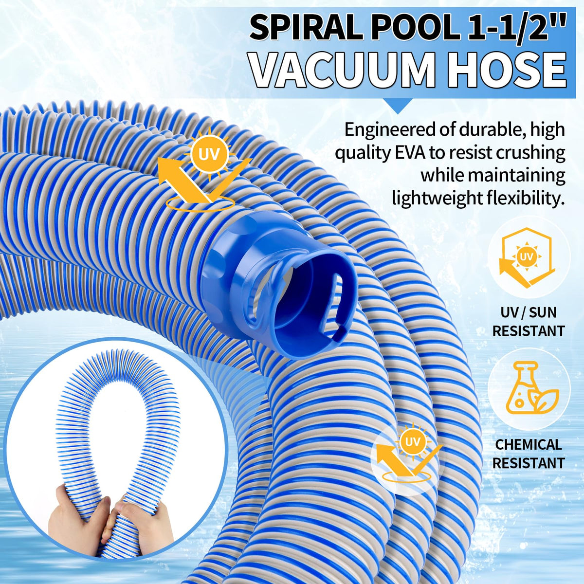 Boltigen twist-lock connection ensures secure, quick installation on pool hoses.