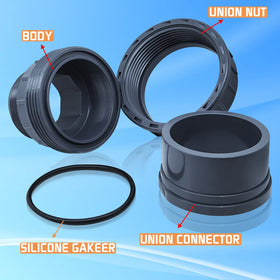 Boltigen 2 piece connector provides universal compatibility for pool pumps.
