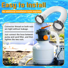 Boltigen white pool hose fits neatly in compact equipment areas