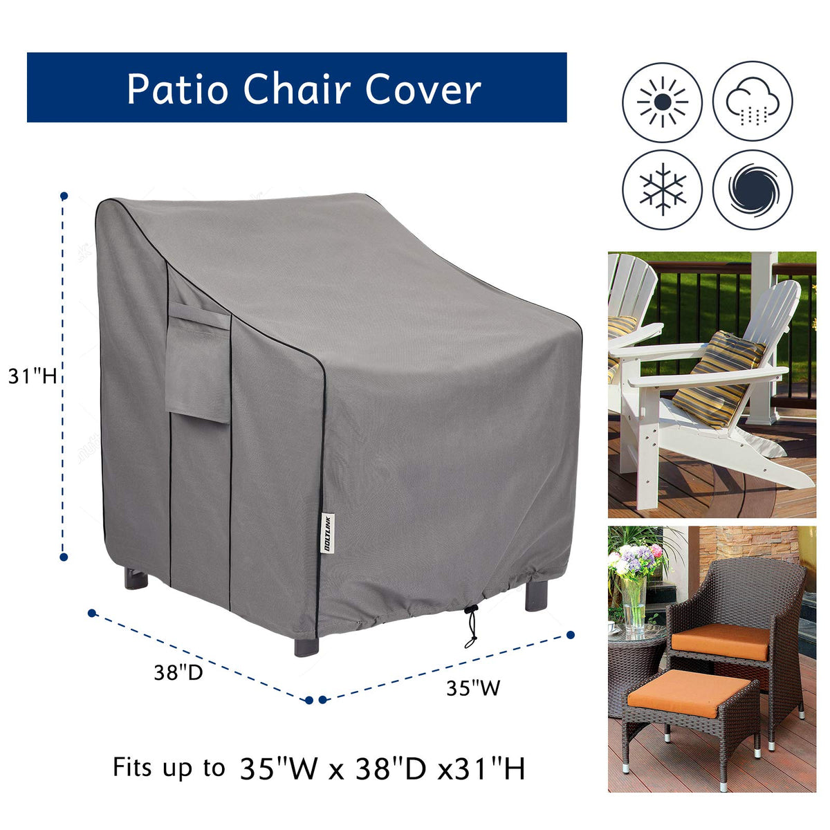 BOLTLINK chair cover UV protection preserves fabric color outdoors