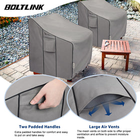 Boltlink padded handles facilitate easy lifting and removal of the chair cover.