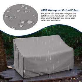 BOLTLINK windproof cover with buckle straps and drawstring secures furniture during gusty weather