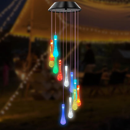 Bolunlun solar wind chimes with color-changing tubes brighten outdoor spaces at night
