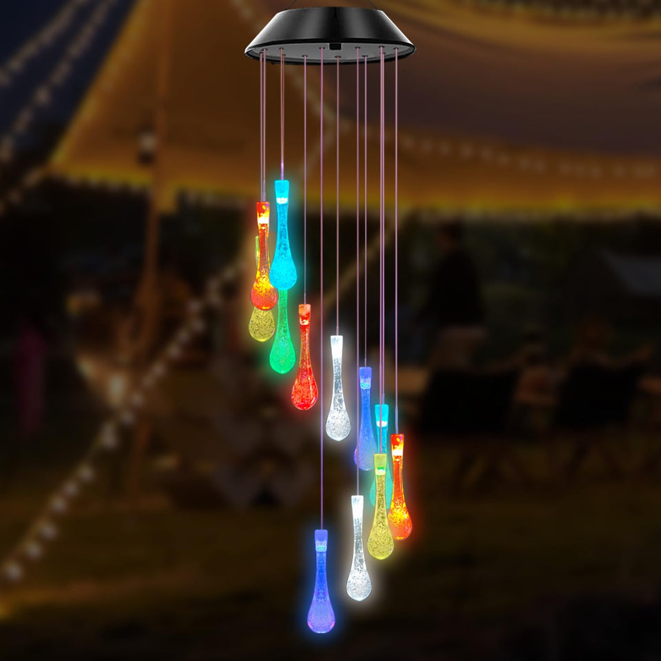Bolunlun solar wind chimes with color-changing tubes brighten outdoor spaces at night