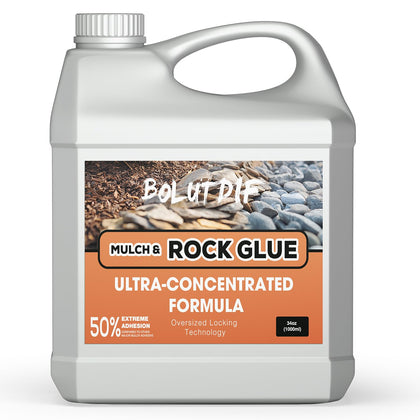 Bolutdif mulch glue 34oz bottle close-up showing easy, secure landscape bonding.