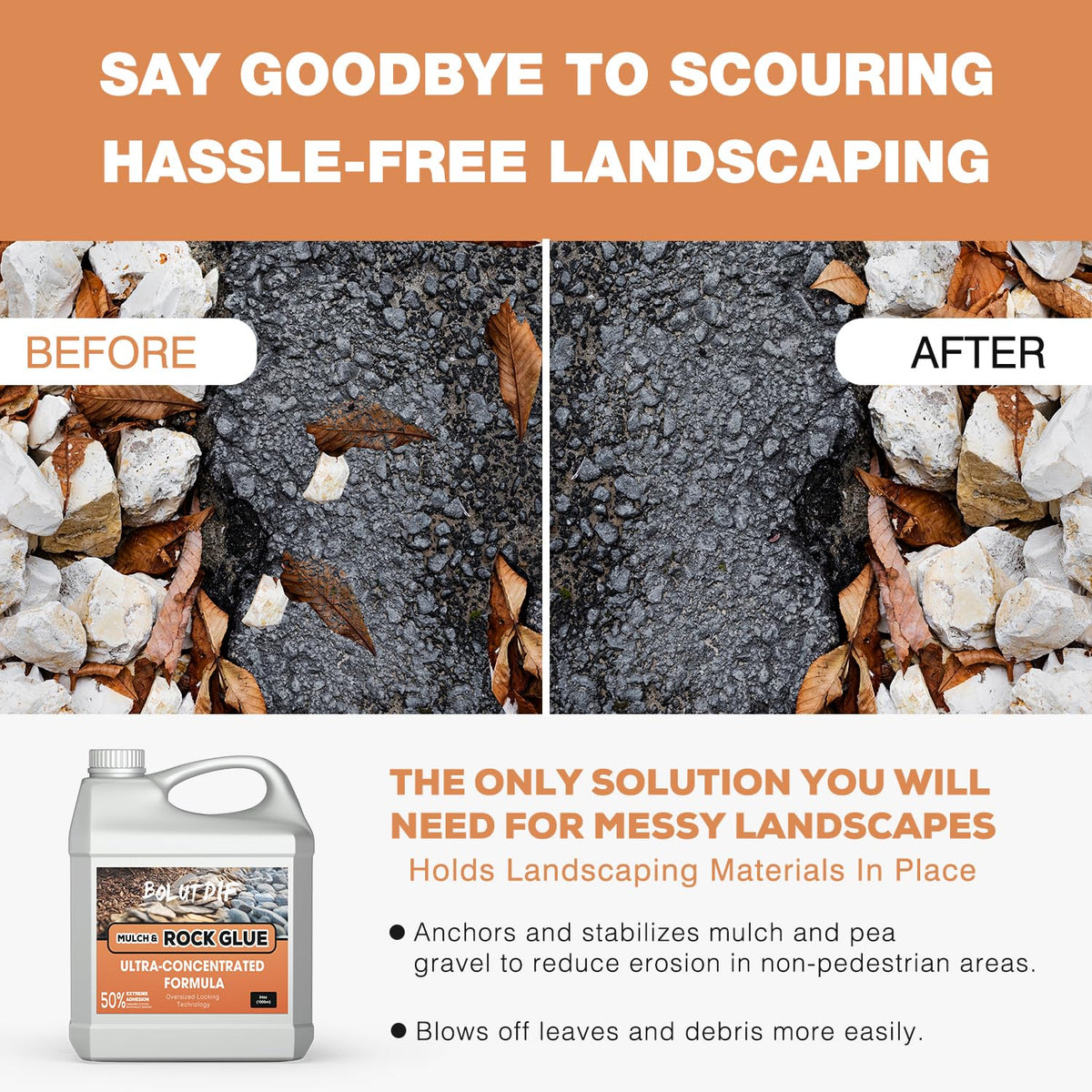 Bolutdif mulch glue application side view illustrates precise placement and bonding potential.