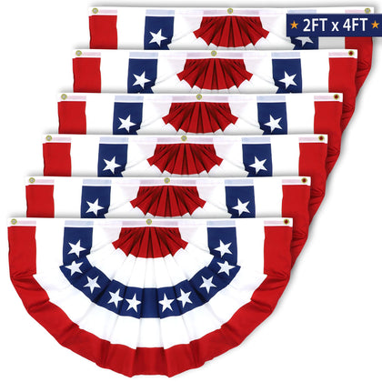 Bolvinaso 2x4ft patriotic bunting on porch rail for outdoor display