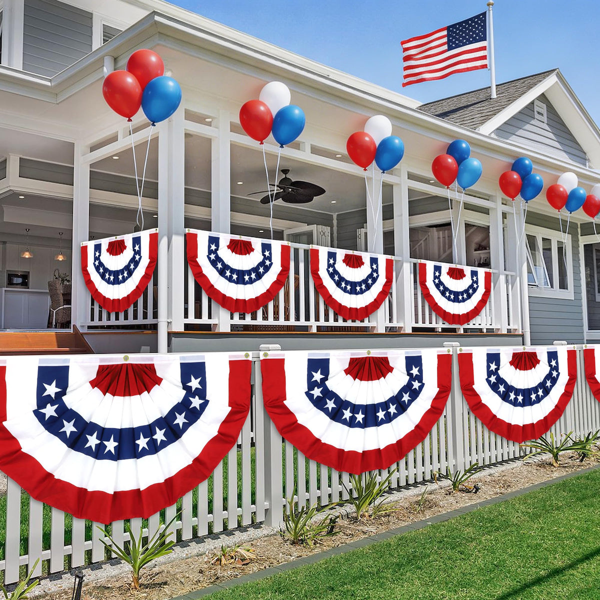 Bolvinaso pleated fan flag decoration ideal for windows and quick setup