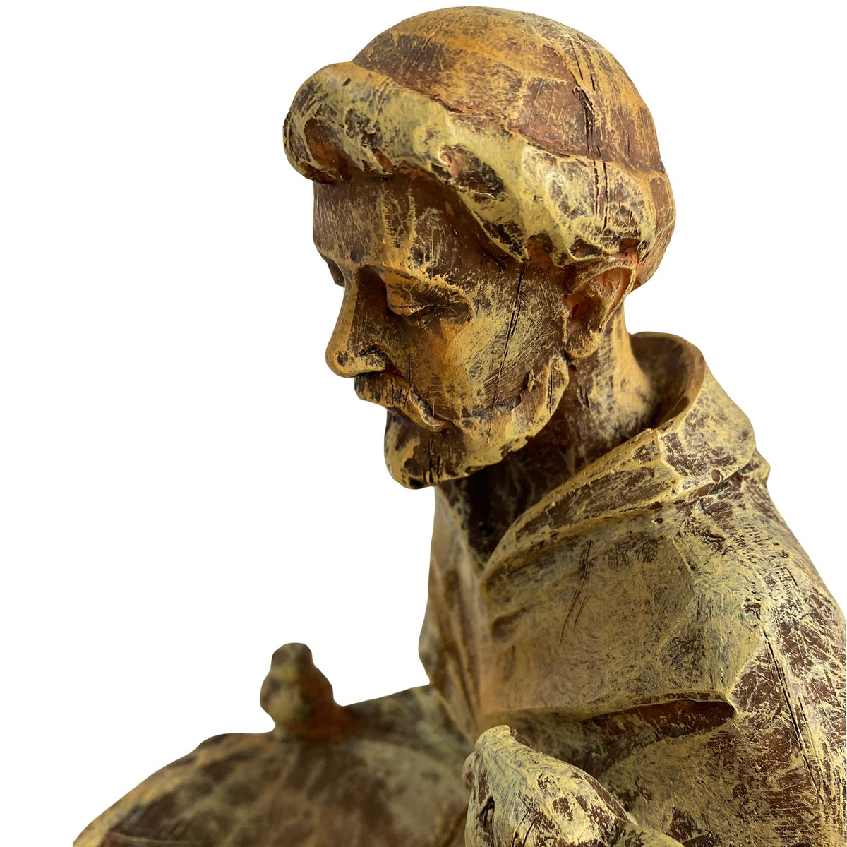 Bolvoud St. Francis statue educational décor prompting care for creatures.