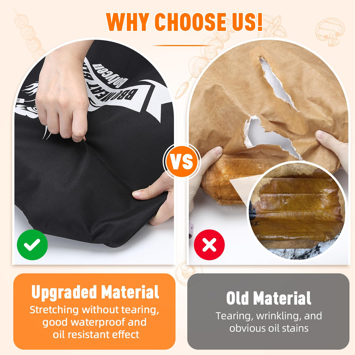 Bolycen eco-conscious outer layer protects against spills while grilling.