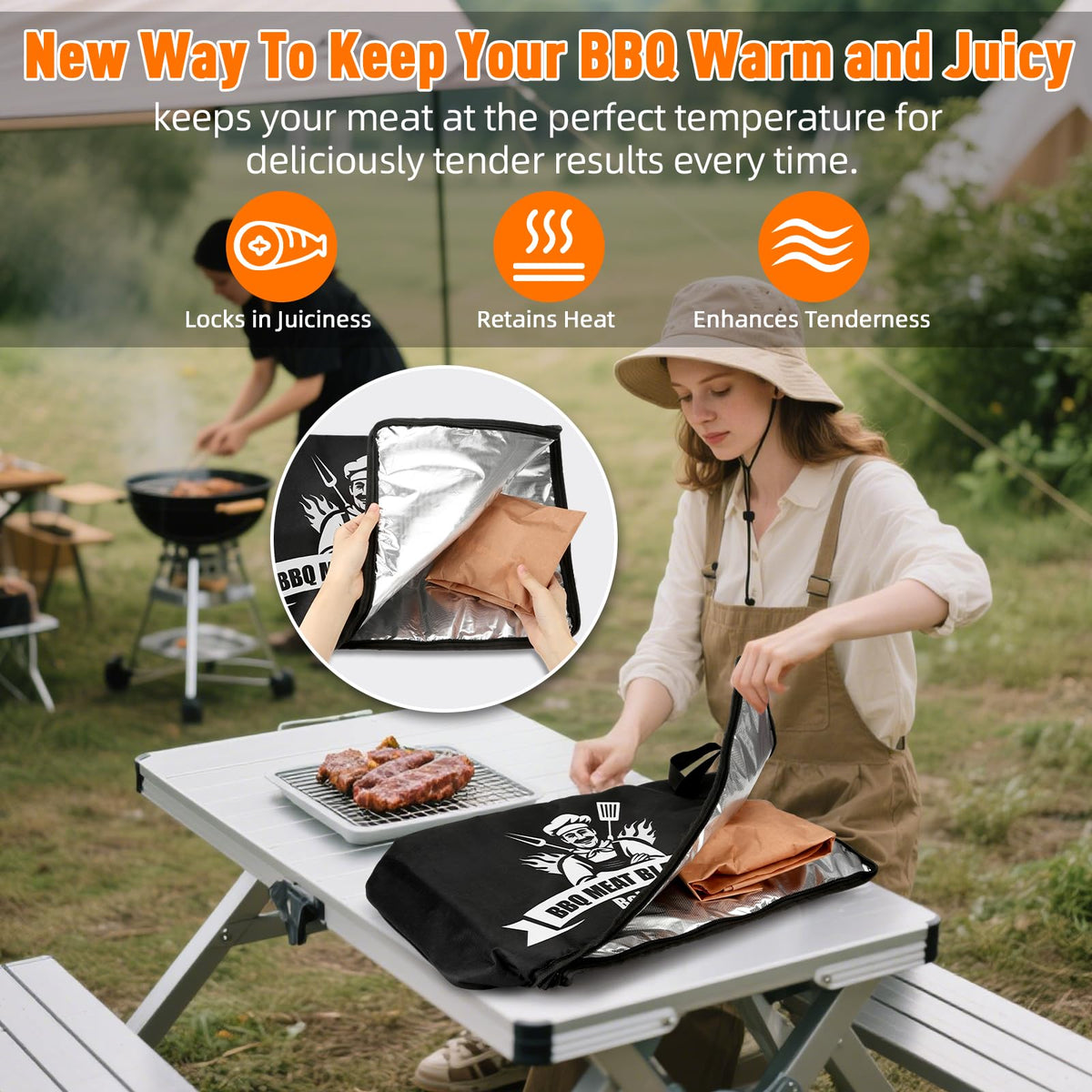 Bolycen BBQ blanket with oval base and waterproof bottom for stable resting.