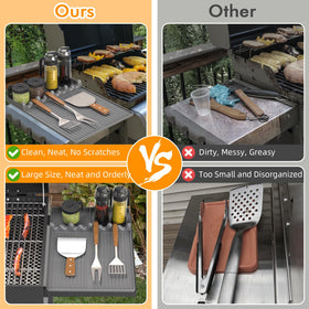 Bolycen silicone drip pad protects counters from sauces during cooking.
