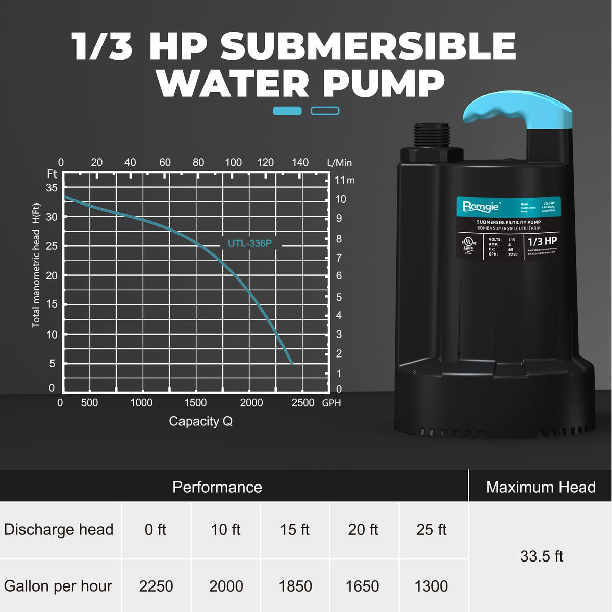 BOMGIE one-and-quarter NPT discharge enables higher flow connections.