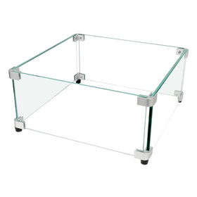 BOMINICA flames reflect softly on the clear glass shield.