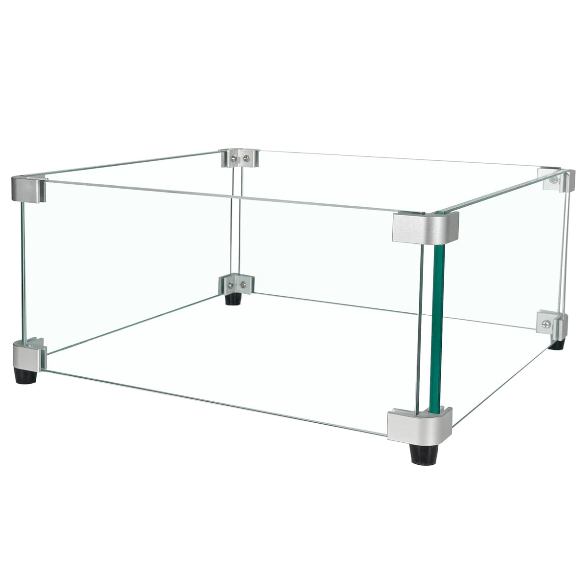BOMINICA Glass Wind Guard 15x15 setup shields flames for windy patios.