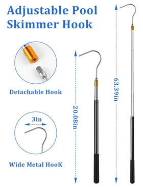 Bomis extendable pool skimmer pole reached to 63 inches for distant baskets