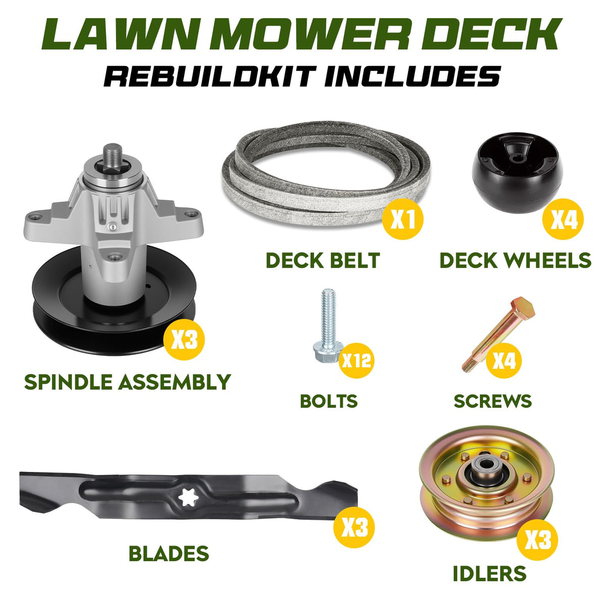 Bomusou 3-spindle assembly for quick replacement on Cub Cadet/MTD decks