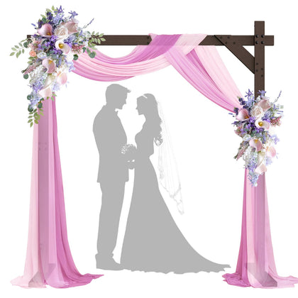 Bonastella wooden wedding arch front view, natural ceremony backdrop.