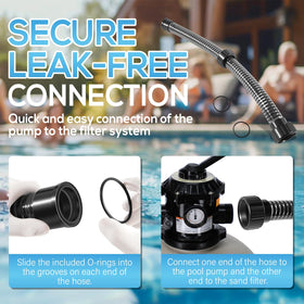 Bonbo pool hose assembly with connectors enables leak-free setup.