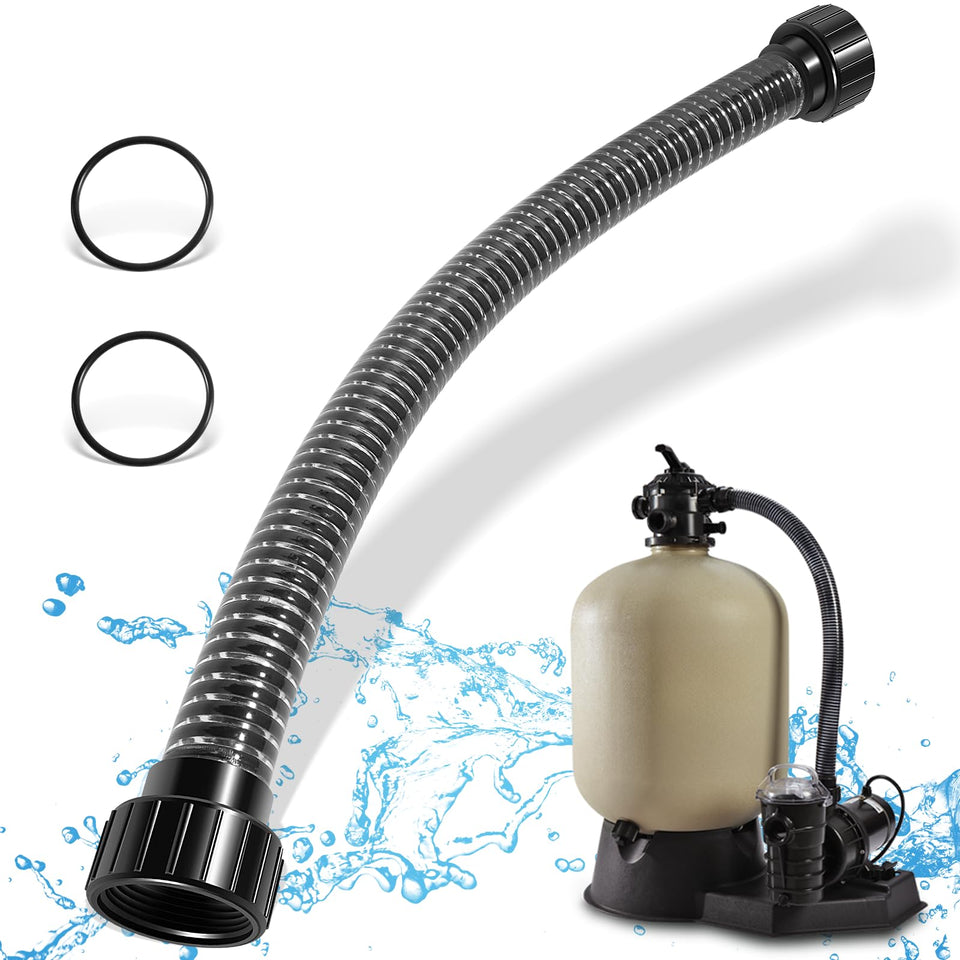 Bonbo pump hose assembly 30-inch demonstrates a secure pump-to-filter connection for efficient flow.