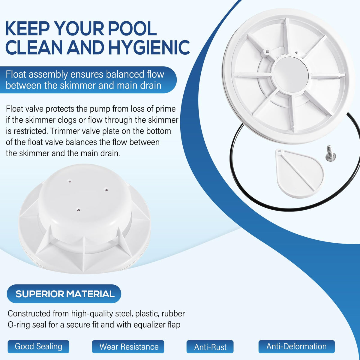 Bonbo seal and o-ring ensure a tight fit in pool systems.