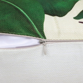 Bonhause tropical leaves cover with invisible zipper for easy replacement.