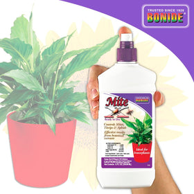 Direct-contact spray action of Mite-X on affected leaves.