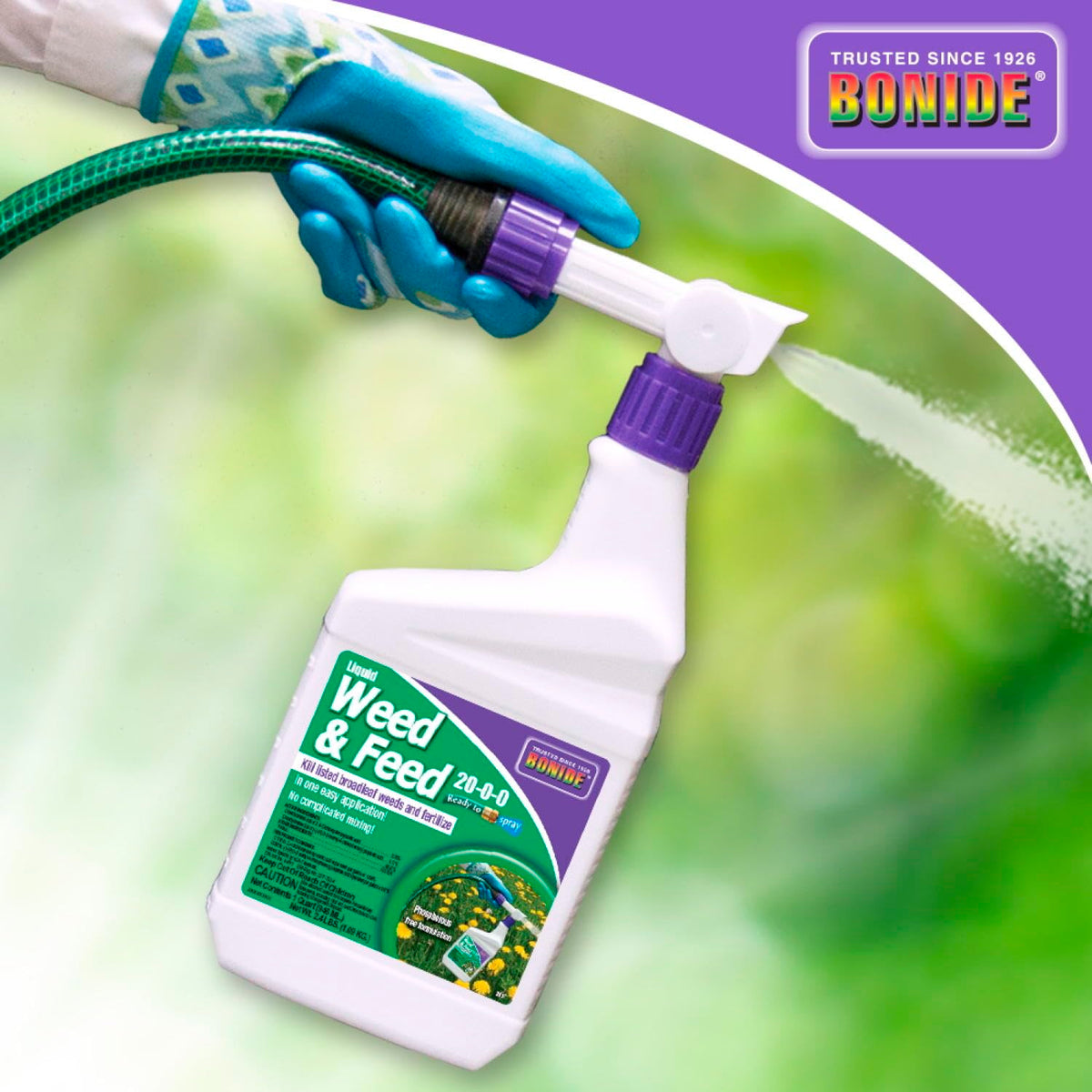Bonide Liquid Weed and Feed used on bermudagrass and bluegrass lawns.