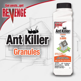 Close-up of Bonide REVENGE Ant Killer Dust bottle ready to apply around the home.