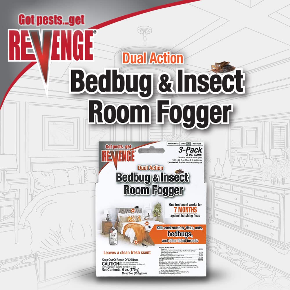 Bonide Revenge fogger label indicates 2 oz per can