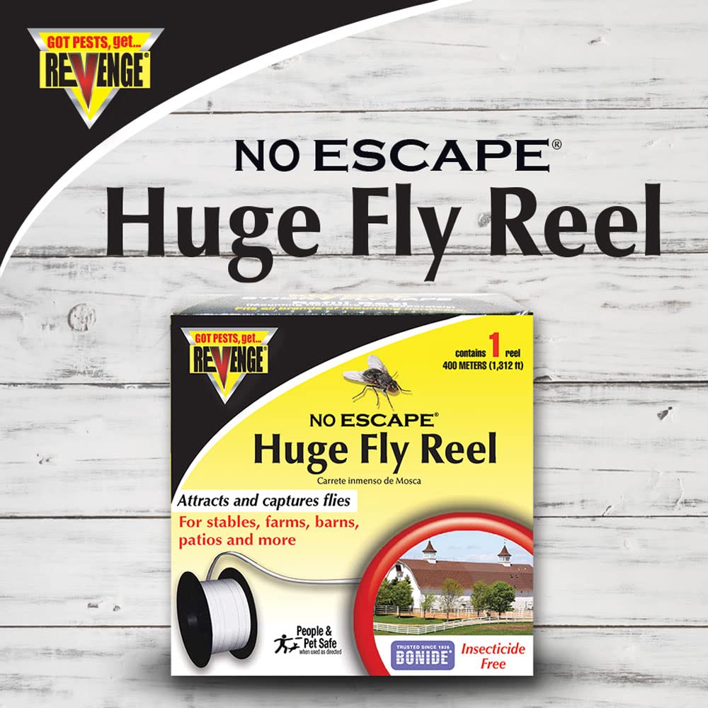 Close-up of the glue on Bonide Revenge fly tape capturing flies.