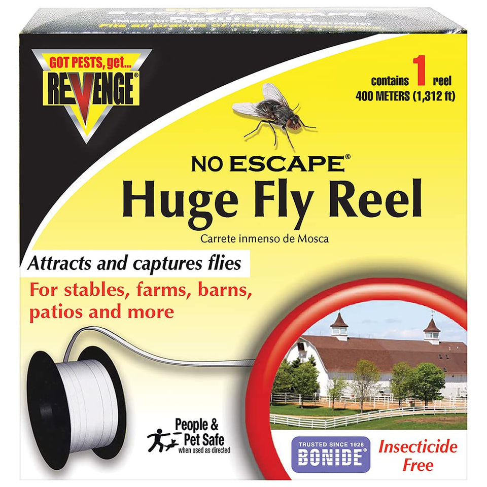 Bonide Revenge fly tape ready for indoor or outdoor use to trap nuisance flies.