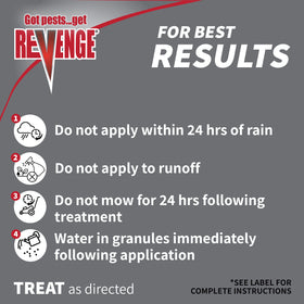 REVENGE granules provide a 3x250 ft perimeter shield around the home.