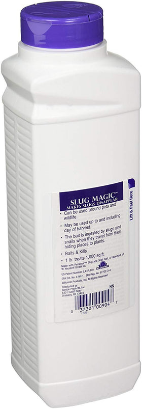 Bonide Slug Magic pellets closeup reveals granular texture for slug control.