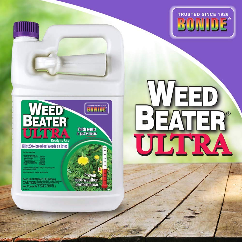 Ready-to-use Bonide Weed Beater Ultra bottle with trigger sprayer for easy use.