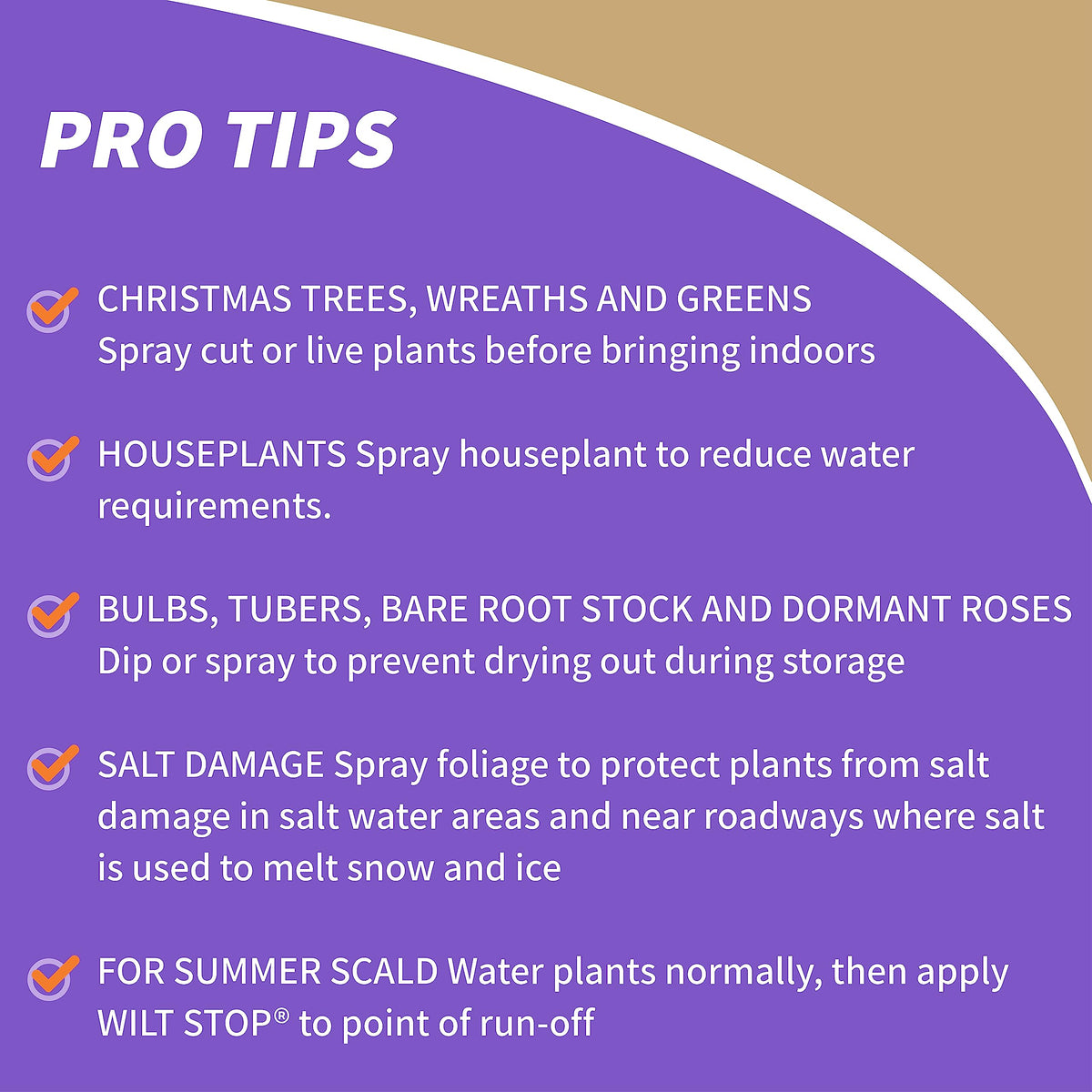 Bonide Wilt Stop clear-film-on-foliage for reduced moisture loss.