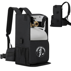 Bonioka propane tank backpack shows 5 lb and 10 lb compatibility for easy transport