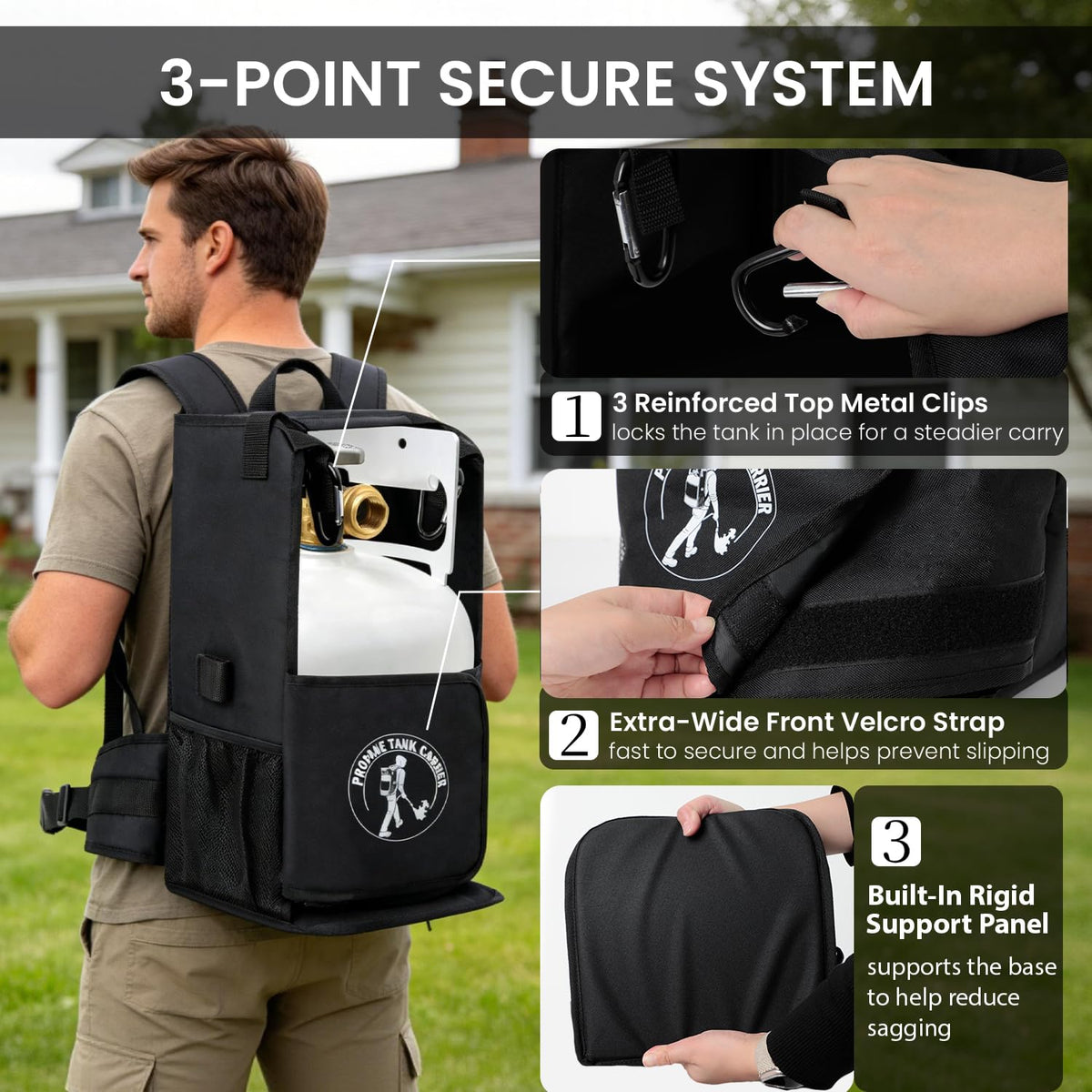 Bonioka three-point secure system stabilizes the tank during movement