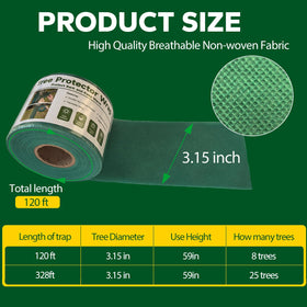 Roll of biodegradable fabric highlighting sustainable tree protection material.