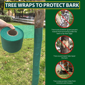 Close-up of deer deterrence feature protecting bark.