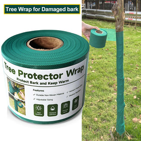 Tree wrap ready for use on multiple trees in a yard.