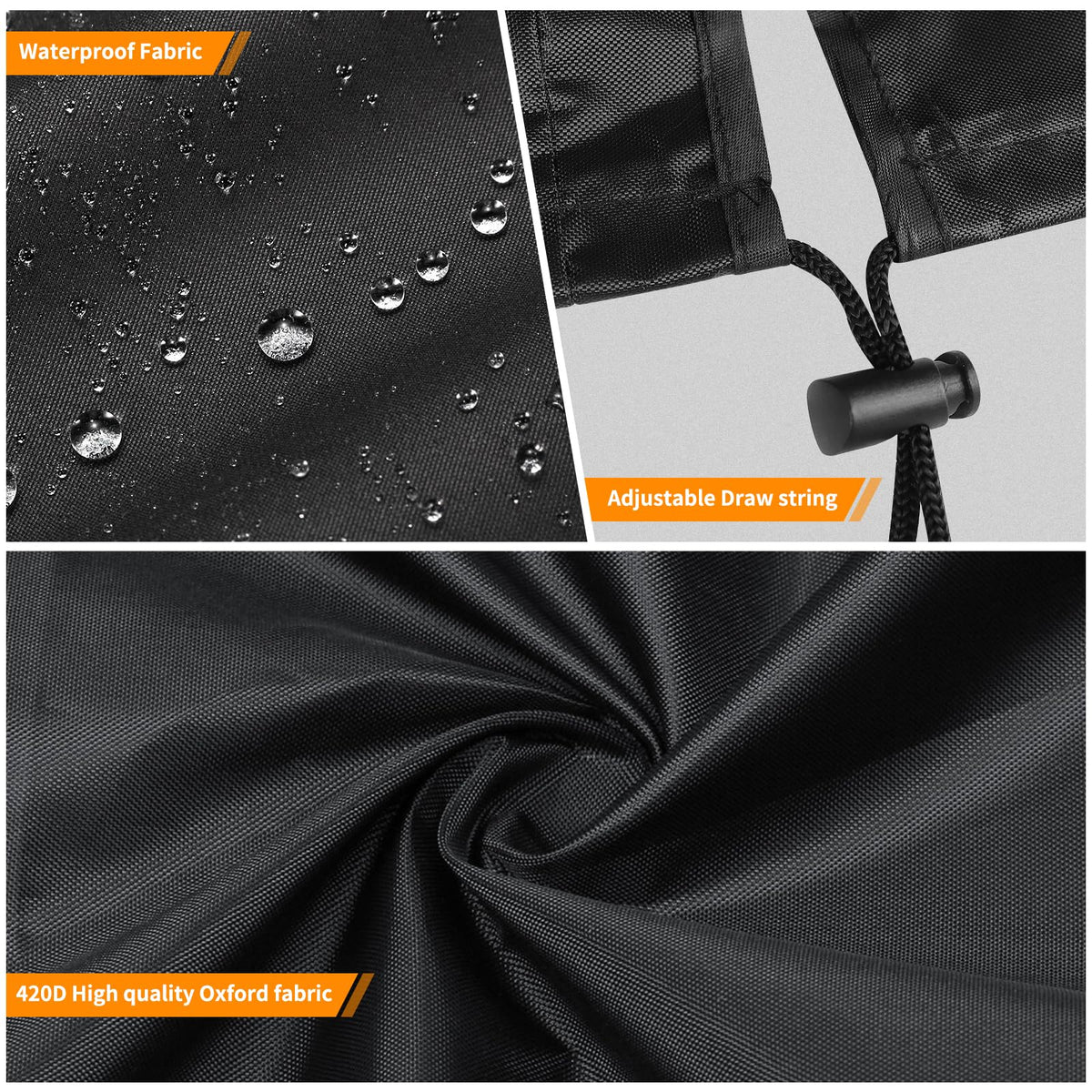 Drawstring adjustment on Bonnary grill cover securing the fit.
