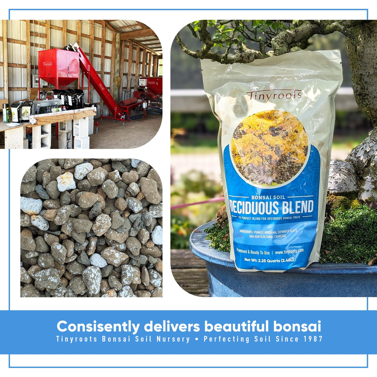 Organic bonsai soil mix in resealable bag