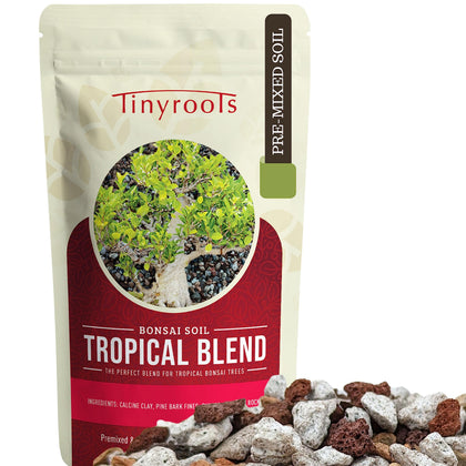 Bonsai Outlet Tropical Bonsai Soil bag closeup illustrating ready-to-use mix for healthy roots.