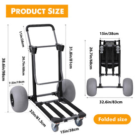 Bonsing Beach Cart Foldable Aluminum Frame: lightweight rust-proof construction for quick setup