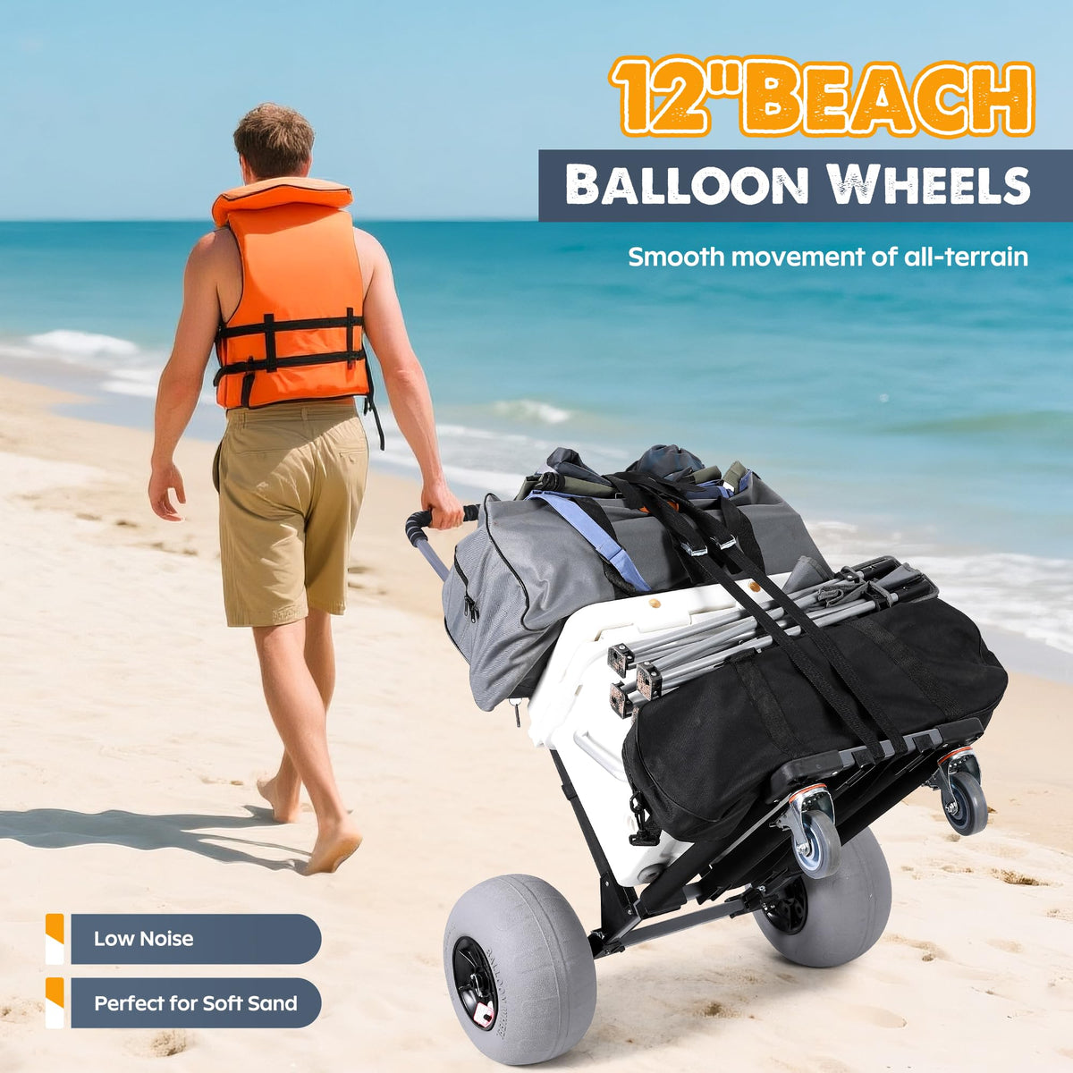 Bonsing Beach Cart Foldable Rod Holder: organized gear during seaside trips