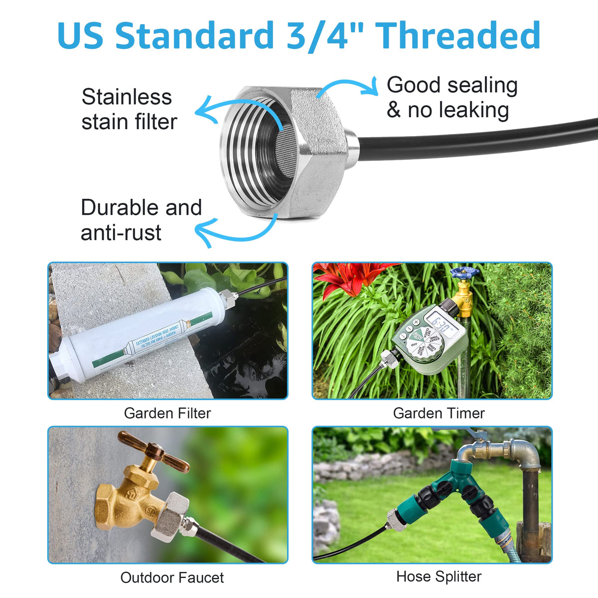 Bonviee 59ft tubing runs along garden edge for even mist coverage